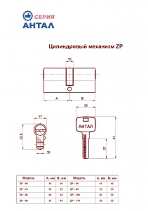 Цилиндр. мех. Антал ZP-80-N Хром 5-перфо. кл./кл. (72/12)