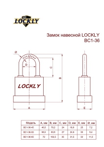Замок LOCKLY ВС1-36-45 (45мм) Blister влагостойкий (96/6)